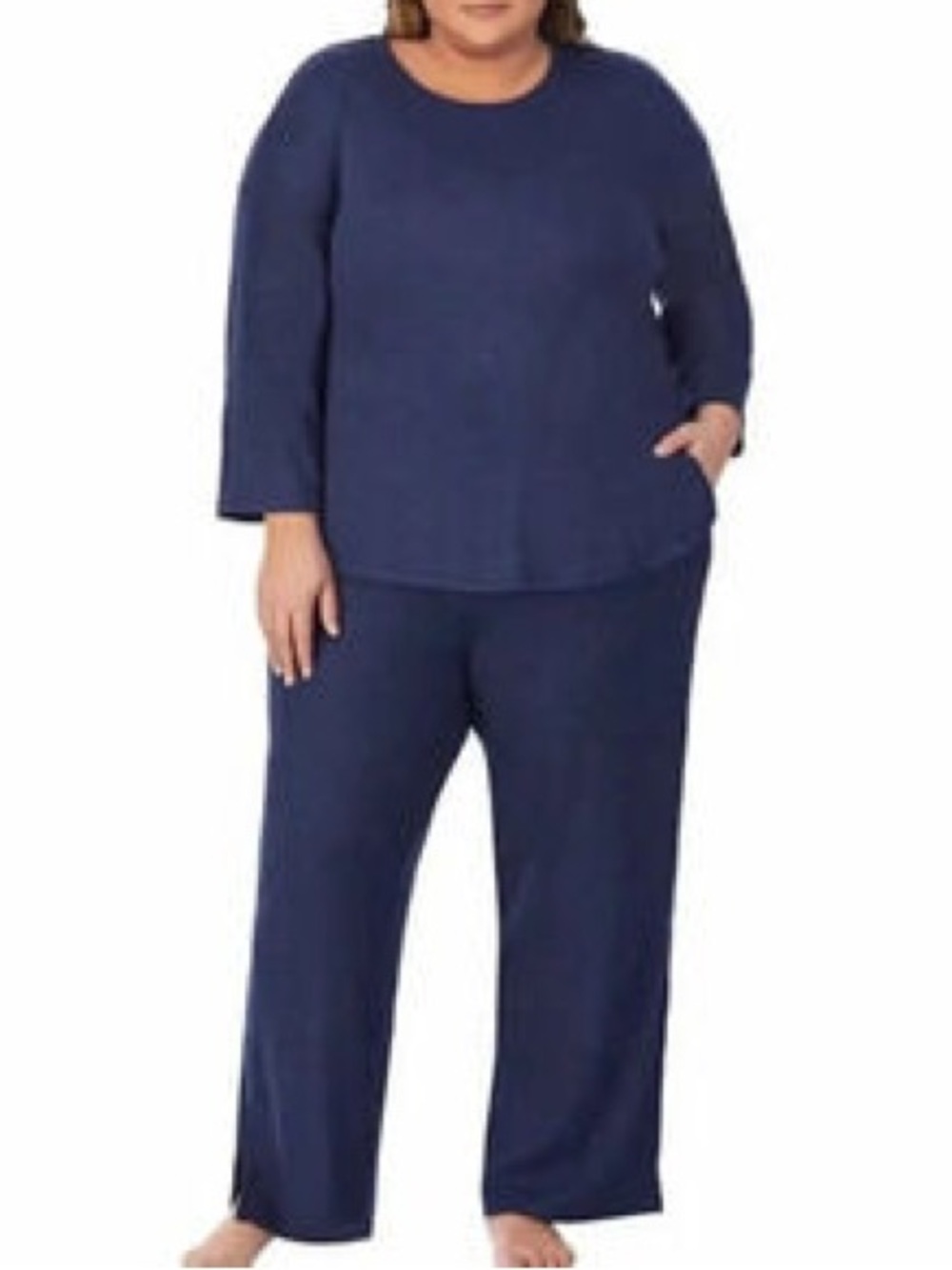 NWT Midnight Carol Hochman blue cozy 3/4 sleeve stretch lounge set size large